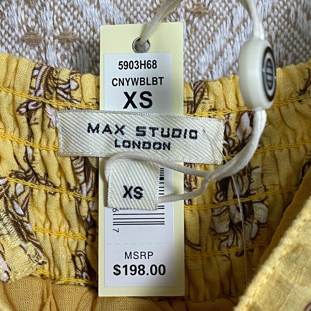 Anthropologie Max Studio $198 XS Maxi Dress Butter Yellow Boho Chic Cottagecore - Picture 6 of 7